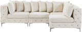 Tremblay Velvet Modular Sectional Sofa with Deep Button Tufting and Stylish Gold & Chrome Legs