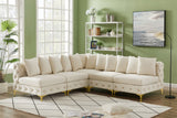 Tremblay Velvet Modular Sectional Sofa with Deep Button Tufting and Stylish Gold & Chrome Legs
