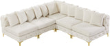 Tremblay Velvet Modular Sectional Sofa with Deep Button Tufting and Stylish Gold & Chrome Legs