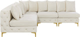 Tremblay Velvet Modular Sectional Sofa with Deep Button Tufting and Stylish Gold & Chrome Legs