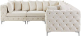 Tremblay Velvet Modular Sectional Sofa with Deep Button Tufting and Stylish Gold & Chrome Legs