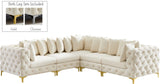 Tremblay Velvet Modular Sectional Sofa with Deep Button Tufting and Stylish Gold & Chrome Legs