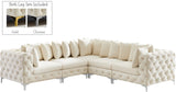 Tremblay Velvet Modular Sectional Sofa with Deep Button Tufting and Stylish Gold & Chrome Legs