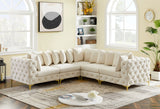 Tremblay Velvet Modular Sectional Sofa with Deep Button Tufting and Stylish Gold & Chrome Legs