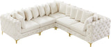 Tremblay Velvet Modular Sectional Sofa with Deep Button Tufting and Stylish Gold & Chrome Legs