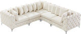 Tremblay Velvet Modular Sectional Sofa with Deep Button Tufting and Stylish Gold & Chrome Legs