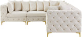 Tremblay Velvet Modular Sectional Sofa with Deep Button Tufting and Stylish Gold & Chrome Legs