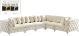 Tremblay Velvet Modular Sectional Sofa with Deep Button Tufting and Stylish Gold & Chrome Legs