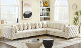 Tremblay Velvet Modular Sectional Sofa with Deep Button Tufting and Stylish Gold & Chrome Legs