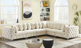Tremblay Velvet Modular Sectional Sofa with Deep Button Tufting and Stylish Gold & Chrome Legs