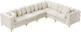 Tremblay Velvet Modular Sectional Sofa with Deep Button Tufting and Stylish Gold & Chrome Legs