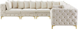 Tremblay Velvet Modular Sectional Sofa with Deep Button Tufting and Stylish Gold & Chrome Legs