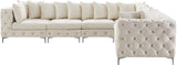 Tremblay Velvet Modular Sectional Sofa with Deep Button Tufting and Stylish Gold & Chrome Legs