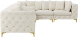 Tremblay Velvet Modular Sectional Sofa with Deep Button Tufting and Stylish Gold & Chrome Legs