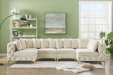 Tremblay Velvet Modular Sectional Sofa with Deep Button Tufting and Stylish Gold & Chrome Legs