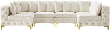 Tremblay Velvet Modular Sectional Sofa with Deep Button Tufting and Stylish Gold & Chrome Legs