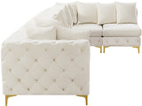 Tremblay Velvet Modular Sectional Sofa with Deep Button Tufting and Stylish Gold & Chrome Legs