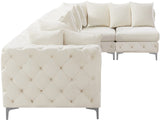 Tremblay Velvet Modular Sectional Sofa with Deep Button Tufting and Stylish Gold & Chrome Legs