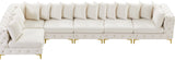 Tremblay Velvet Modular Sectional Sofa with Deep Button Tufting and Stylish Gold & Chrome Legs