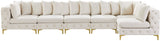 Tremblay Velvet Modular Sectional Sofa with Deep Button Tufting and Stylish Gold & Chrome Legs