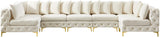 Tremblay Velvet Modular Sectional Sofa with Deep Button Tufting and Stylish Gold & Chrome Legs