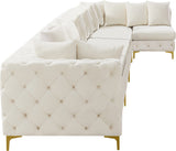 Tremblay Velvet Modular Sectional Sofa with Deep Button Tufting and Stylish Gold & Chrome Legs