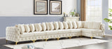 Tremblay Velvet Modular Sectional Sofa with Deep Button Tufting and Stylish Gold & Chrome Legs