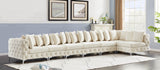 Tremblay Velvet Modular Sectional Sofa with Deep Button Tufting and Stylish Gold & Chrome Legs