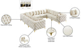 Tremblay Velvet Modular Sectional Sofa with Deep Button Tufting and Stylish Gold & Chrome Legs