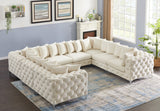 Tremblay Velvet Modular Sectional Sofa with Deep Button Tufting and Stylish Gold & Chrome Legs