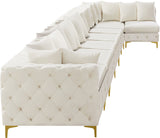 Tremblay Velvet Modular Sectional Sofa with Deep Button Tufting and Stylish Gold & Chrome Legs
