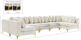 Tremblay Velvet Modular Sectional Sofa with Deep Button Tufting and Stylish Gold & Chrome Legs