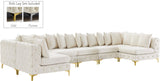 Tremblay Velvet Modular Sectional Sofa with Deep Button Tufting and Stylish Gold & Chrome Legs