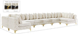 Tremblay Velvet Modular Sectional Sofa with Deep Button Tufting and Stylish Gold & Chrome Legs
