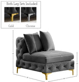 Tremblay Contemporary Armless Chair with Deep Button Tufting and Stylish Modular Gold & Chrome Legs