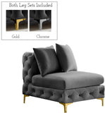 Tremblay Contemporary Armless Chair with Deep Button Tufting and Stylish Modular Gold & Chrome Legs
