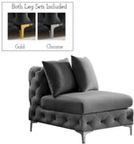 Tremblay Contemporary Armless Chair with Deep Button Tufting and Stylish Modular Gold & Chrome Legs