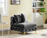 Tremblay Contemporary Armless Chair with Deep Button Tufting and Stylish Modular Gold & Chrome Legs