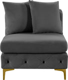 Tremblay Contemporary Armless Chair with Deep Button Tufting and Stylish Modular Gold & Chrome Legs