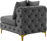 Tremblay Contemporary Armless Chair with Deep Button Tufting and Stylish Modular Gold & Chrome Legs