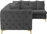 Tremblay Velvet Sectional Sofa - Luxurious Comfort with Modular Design & Gold Chrome Legs for Modern Homes