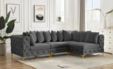 Tremblay Velvet Sectional Sofa - Luxurious Comfort with Modular Design & Gold Chrome Legs for Modern Homes