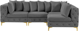 Tremblay Velvet Sectional Sofa - Luxurious Comfort with Modular Design & Gold Chrome Legs for Modern Homes