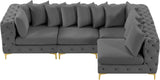 Tremblay Velvet Sectional Sofa - Luxurious Comfort with Modular Design & Gold Chrome Legs for Modern Homes