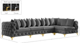 Tremblay Velvet Sectional Sofa - Luxurious Comfort with Modular Design & Gold Chrome Legs for Modern Homes