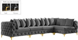 Tremblay Velvet Sectional Sofa - Luxurious Comfort with Modular Design & Gold Chrome Legs for Modern Homes