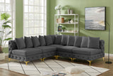 Tremblay Velvet Sectional Sofa - Luxurious Comfort with Modular Design & Gold Chrome Legs for Modern Homes
