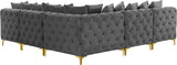 Tremblay Velvet Sectional Sofa - Luxurious Comfort with Modular Design & Gold Chrome Legs for Modern Homes