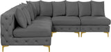 Tremblay Velvet Sectional Sofa - Luxurious Comfort with Modular Design & Gold Chrome Legs for Modern Homes