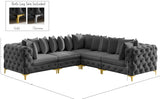 Tremblay Velvet Sectional Sofa - Luxurious Comfort with Modular Design & Gold Chrome Legs for Modern Homes